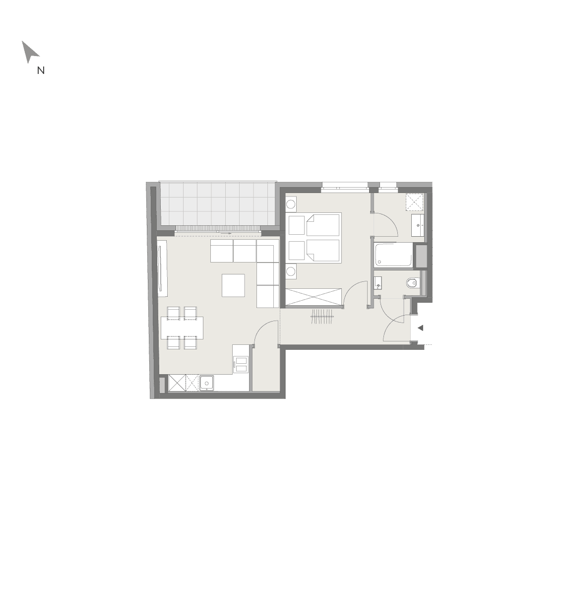 Grundriss Top 7 — Viva Hetzendorf — 2 Zimmer — 48 m² — 1st floor — Loggia