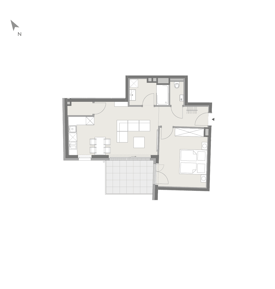 Grundriss Top 6 — Viva Hetzendorf — 2 Zimmer — 52 m² — 1st floor — Balkon