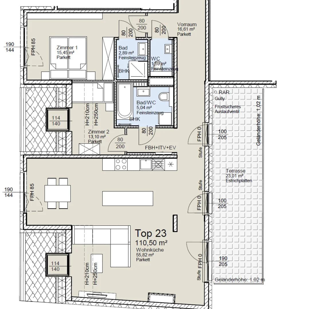 Grundriss Top 23 — Vivara — 3 Zimmer — 111 m² — 3rd floor