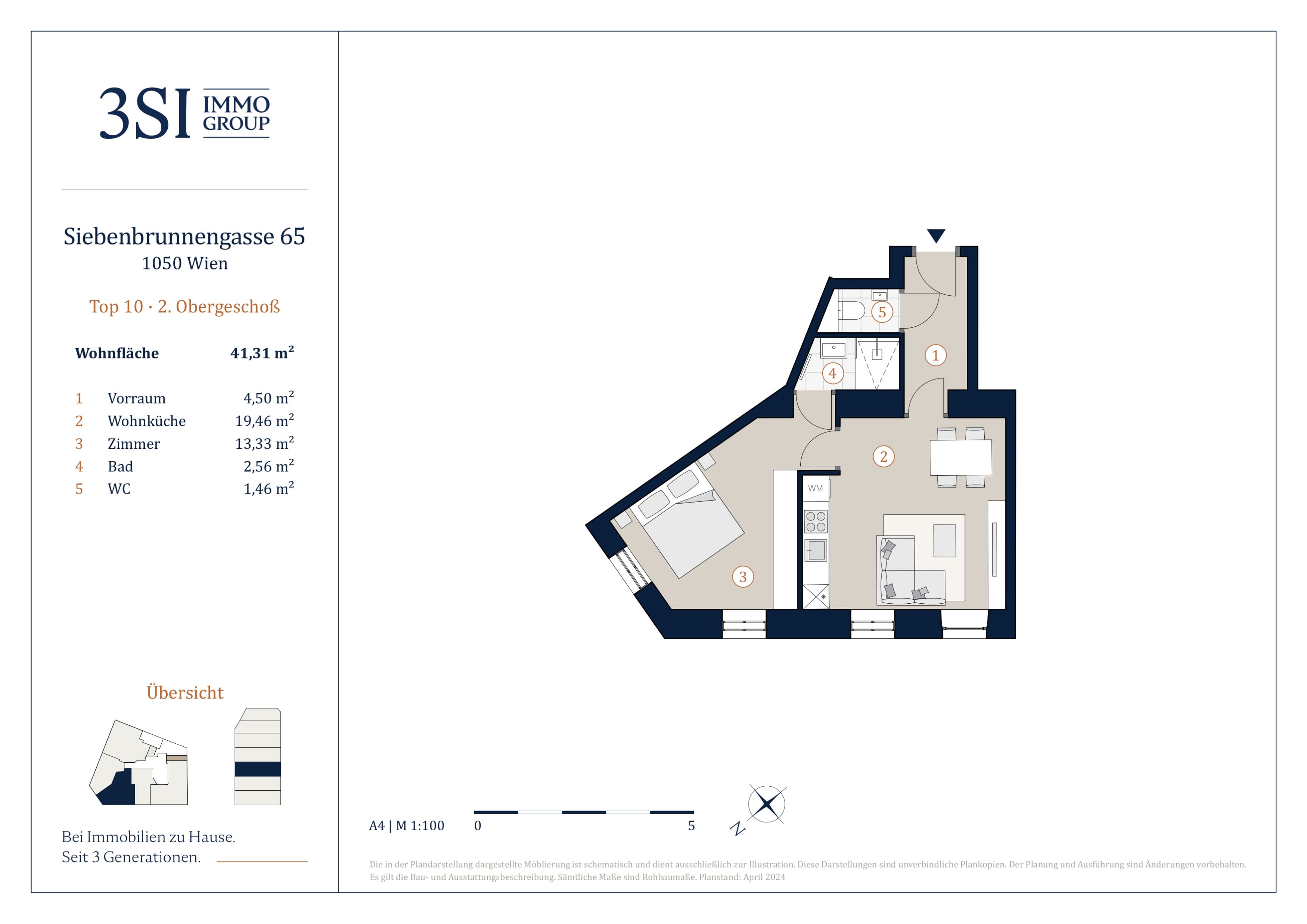Grundriss Top 10 — Vivienne — 2 Zimmer — 41,3 m² — 2nd floor
