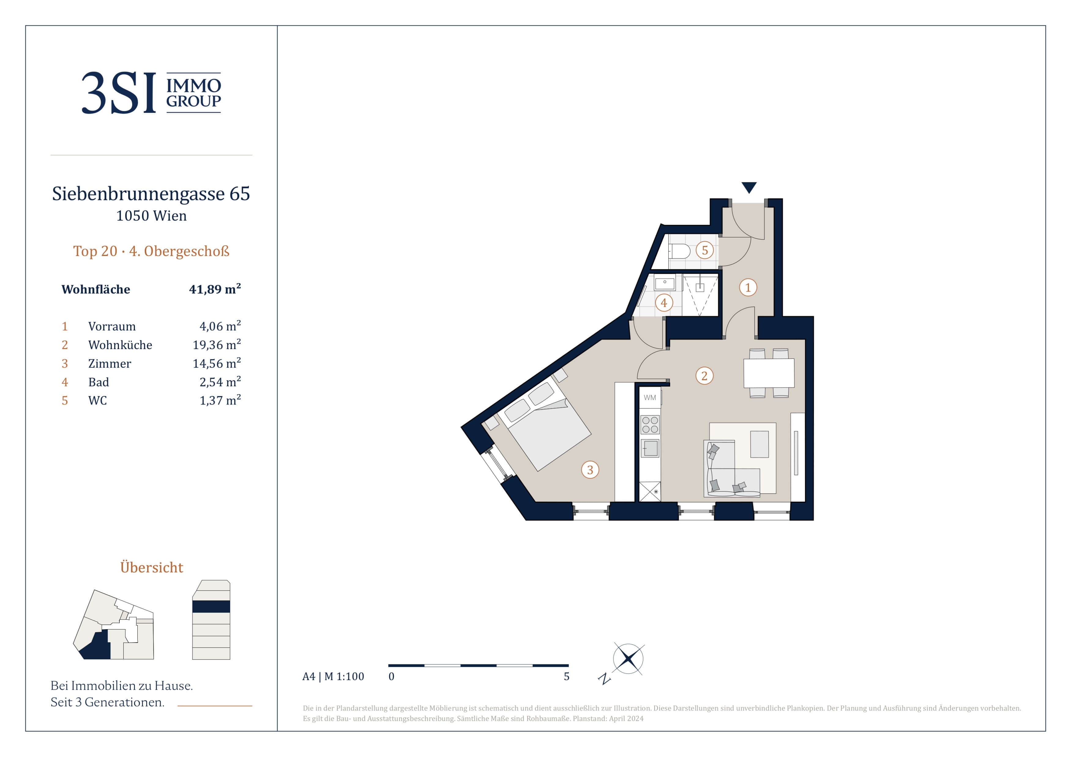 Grundriss Top 20 — Vivienne — 2 Zimmer — 41,9 m² — 4th floor