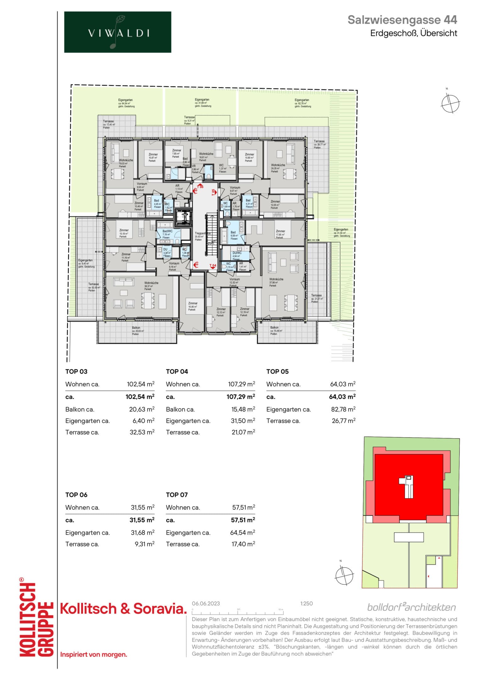 Grundriss Top 7 — Viwaldi — 3 Zimmer — 57,5 m² — Ground floor