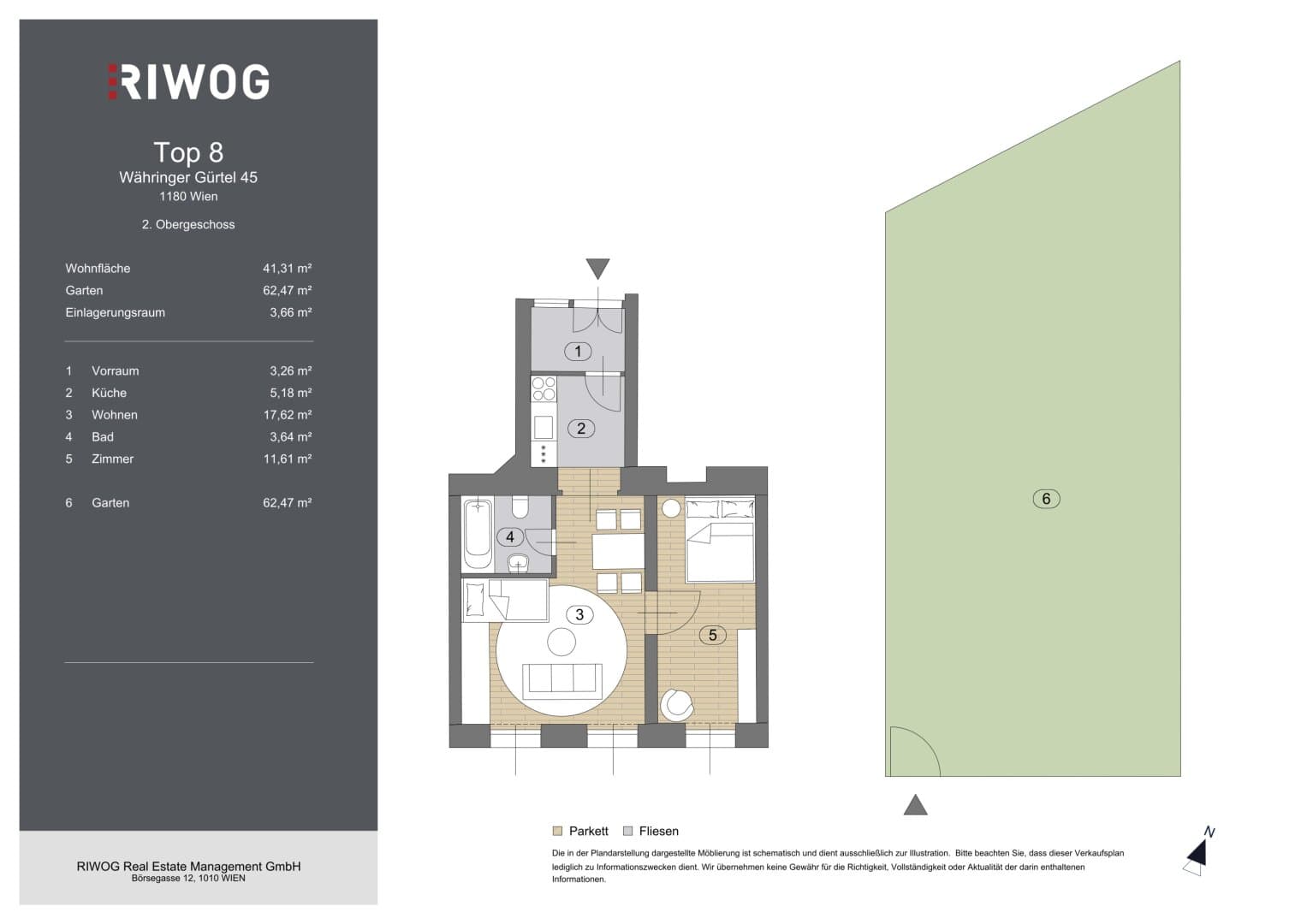 Grundriss Top 8 — Währinger Gürtel 45 — 2 Zimmer — 41 m² — 2nd floor