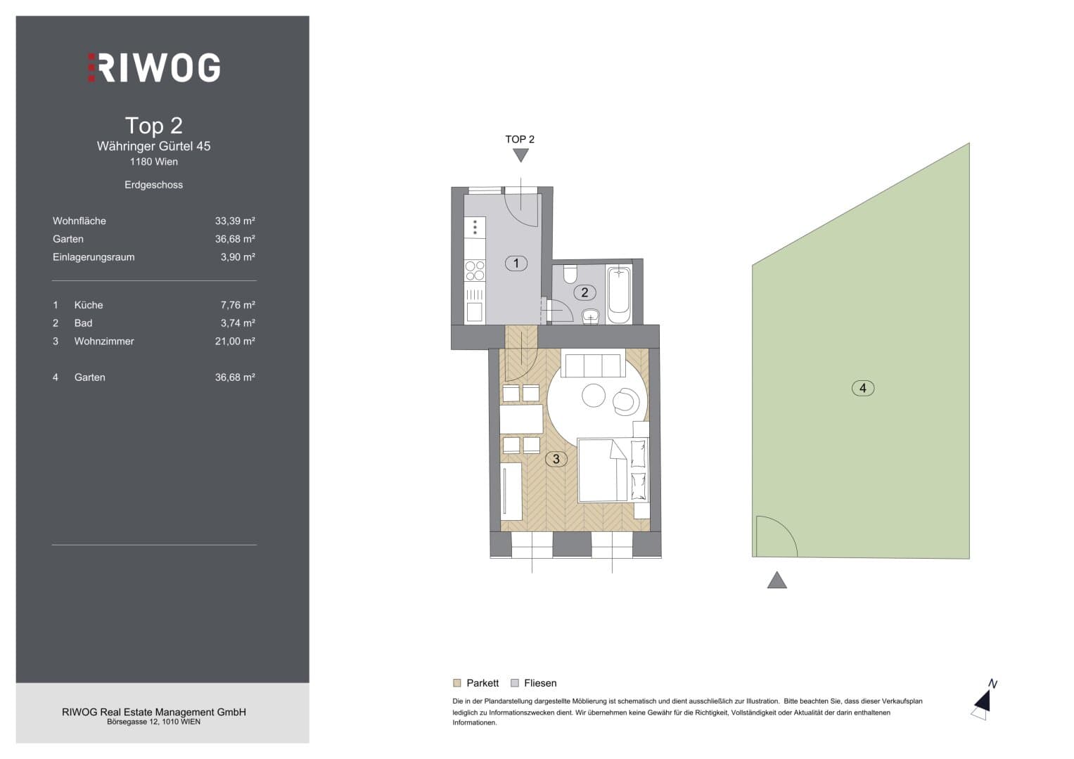 Grundriss Top 2 — Währinger Gürtel 45 — 1 Zimmer — 33 m² — Ground floor