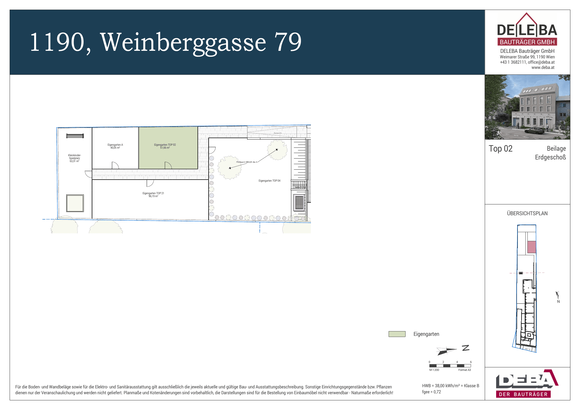 Grundriss Top 2 — Weinberggasse 79 — 2 Zimmer — 41,7 m² — Ground floor — Grundriss 2/2