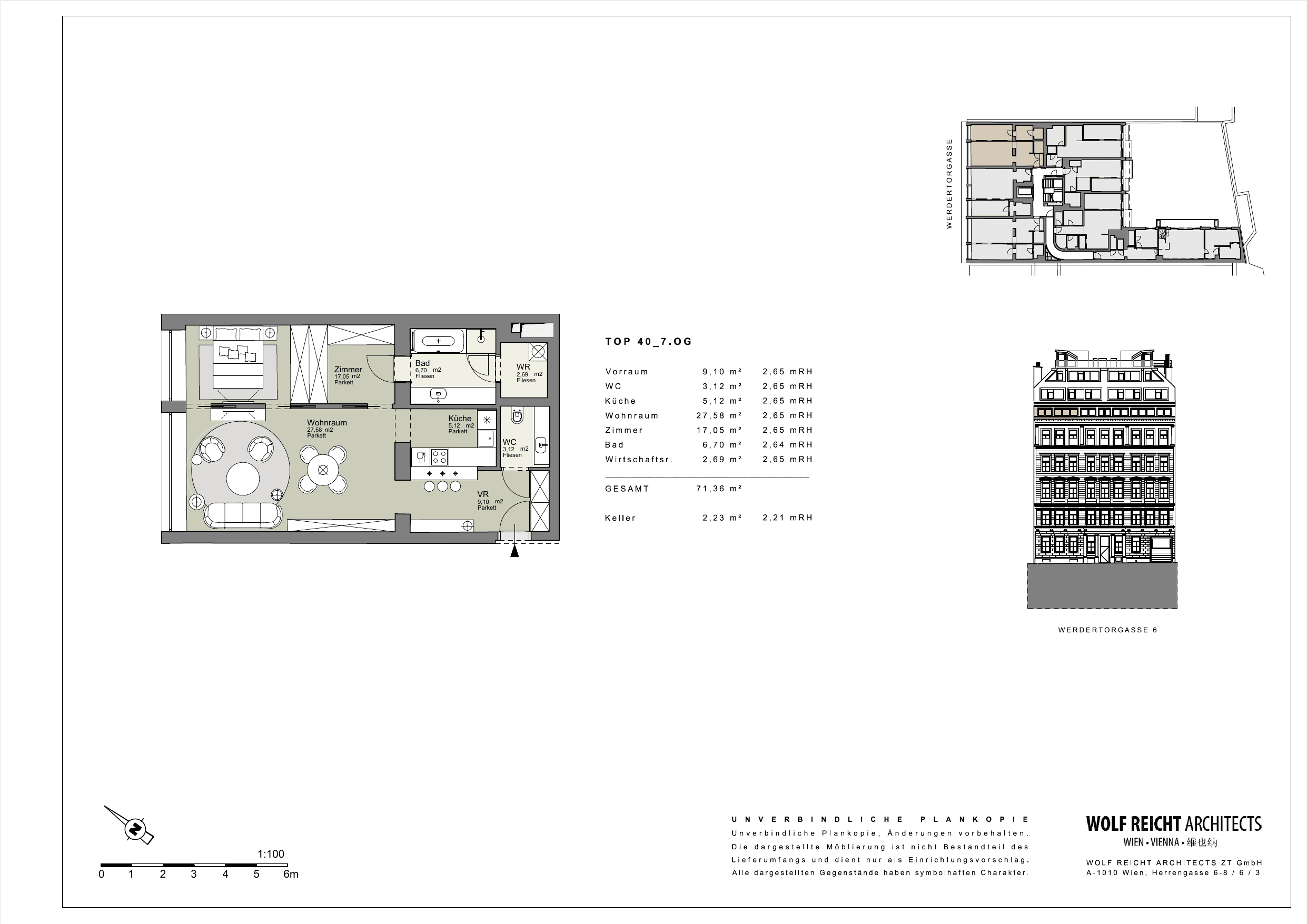 Grundriss Top 40 — Werder Six — 2 Zimmer — 71 m² — 7th floor