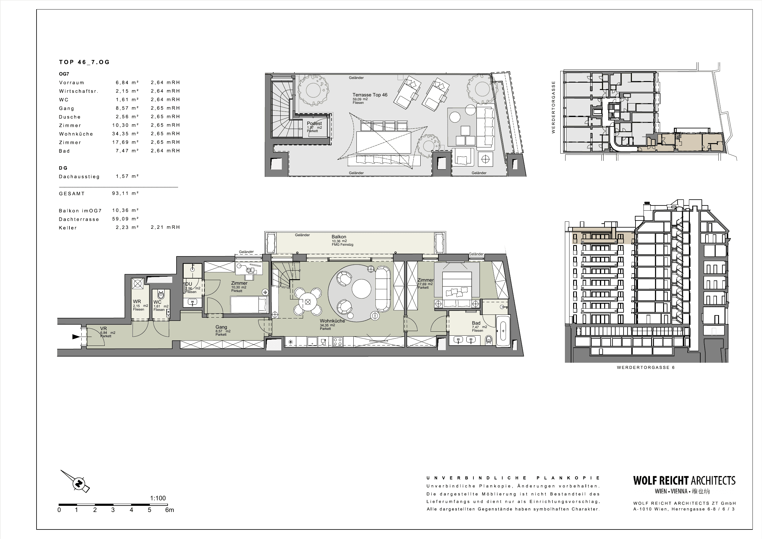 Grundriss Top 46 — Werder Six — 3 Zimmer — 93 m² — 7th floor
