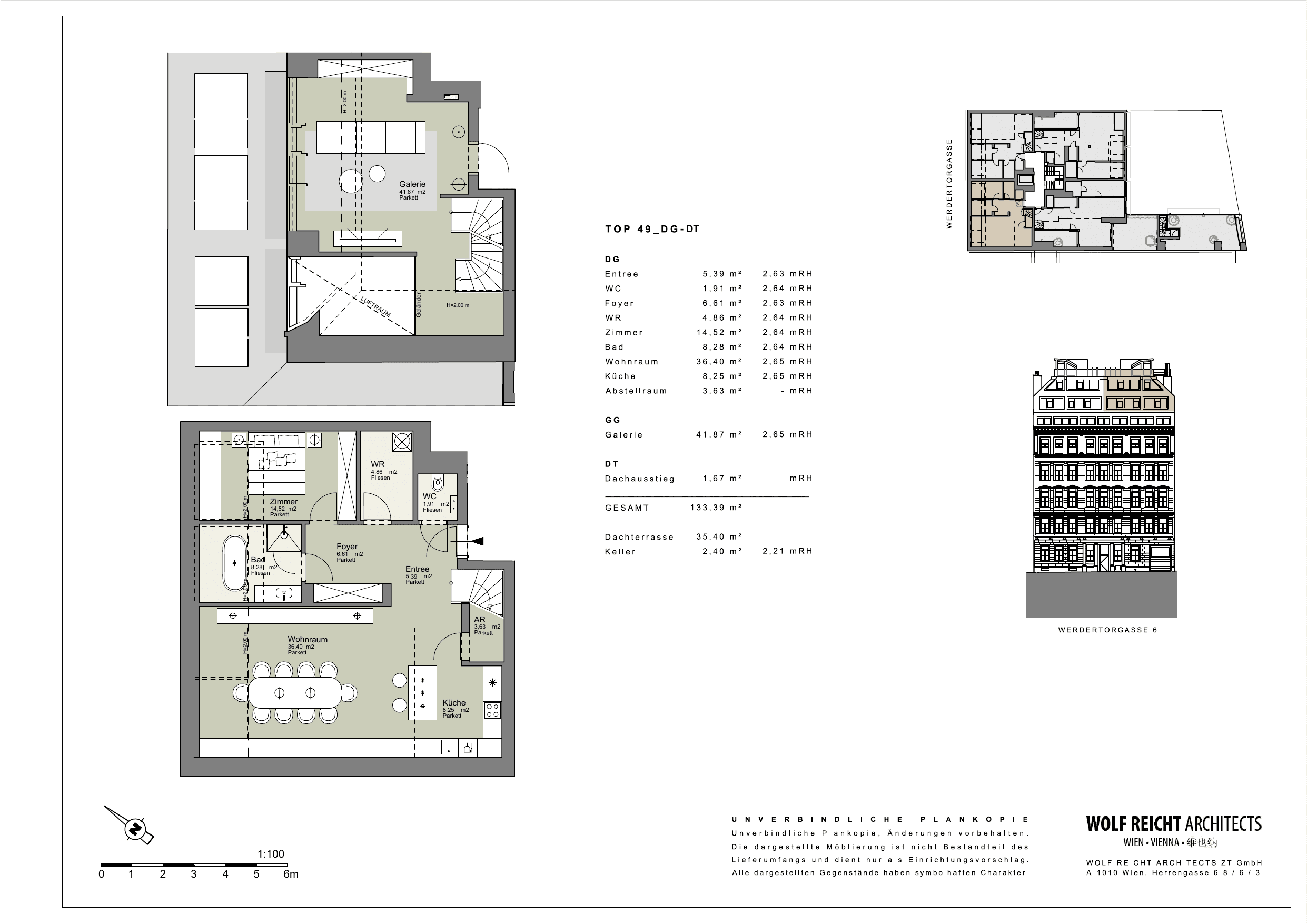 Grundriss Top 49 — Werder Six — 3 Zimmer — 133 m² — 1st attic floor