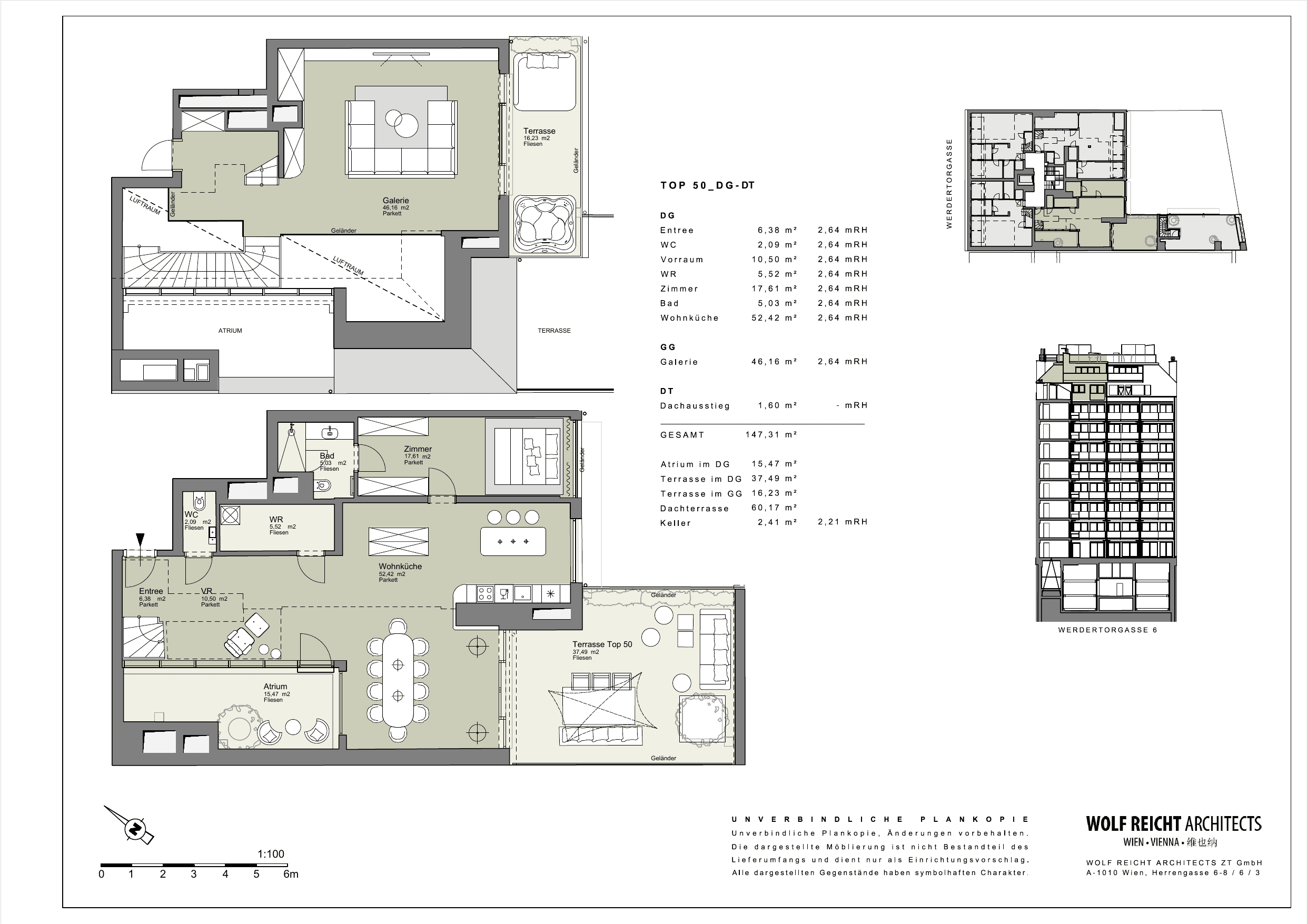 Grundriss Top 50 — Werder Six — 3 Zimmer — 149 m² — 1st attic floor