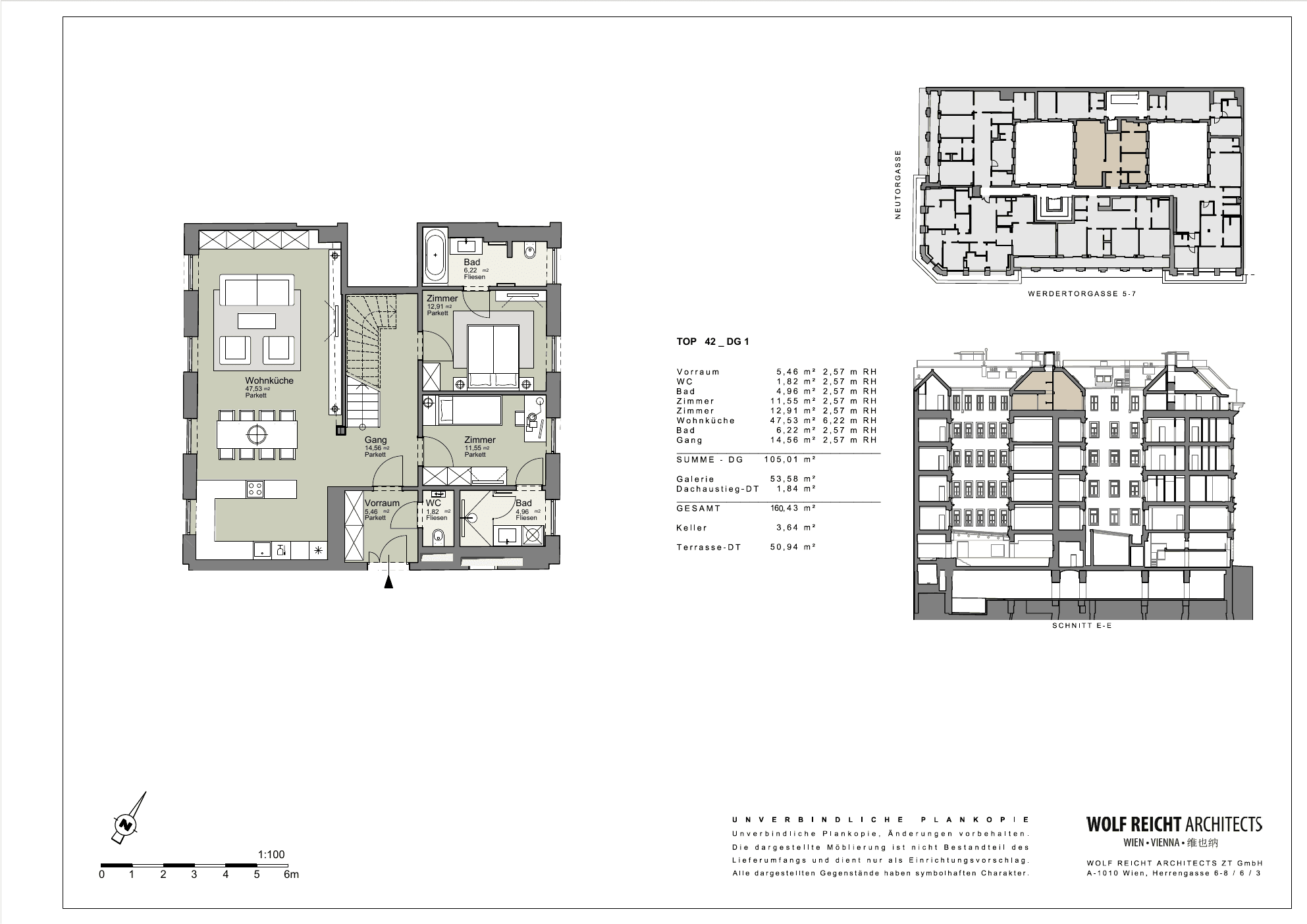 Grundriss Top 42 — Am Werdertor — 3 Zimmer — 160,4 m² — 1st attic floor