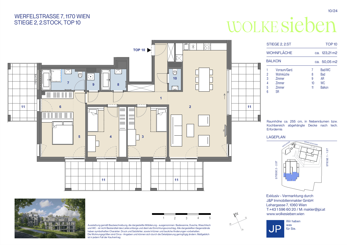 Grundriss Top 2.10 — WOLKE sieben — 4 Zimmer — 123,2 m² — 2nd floor — Balkon