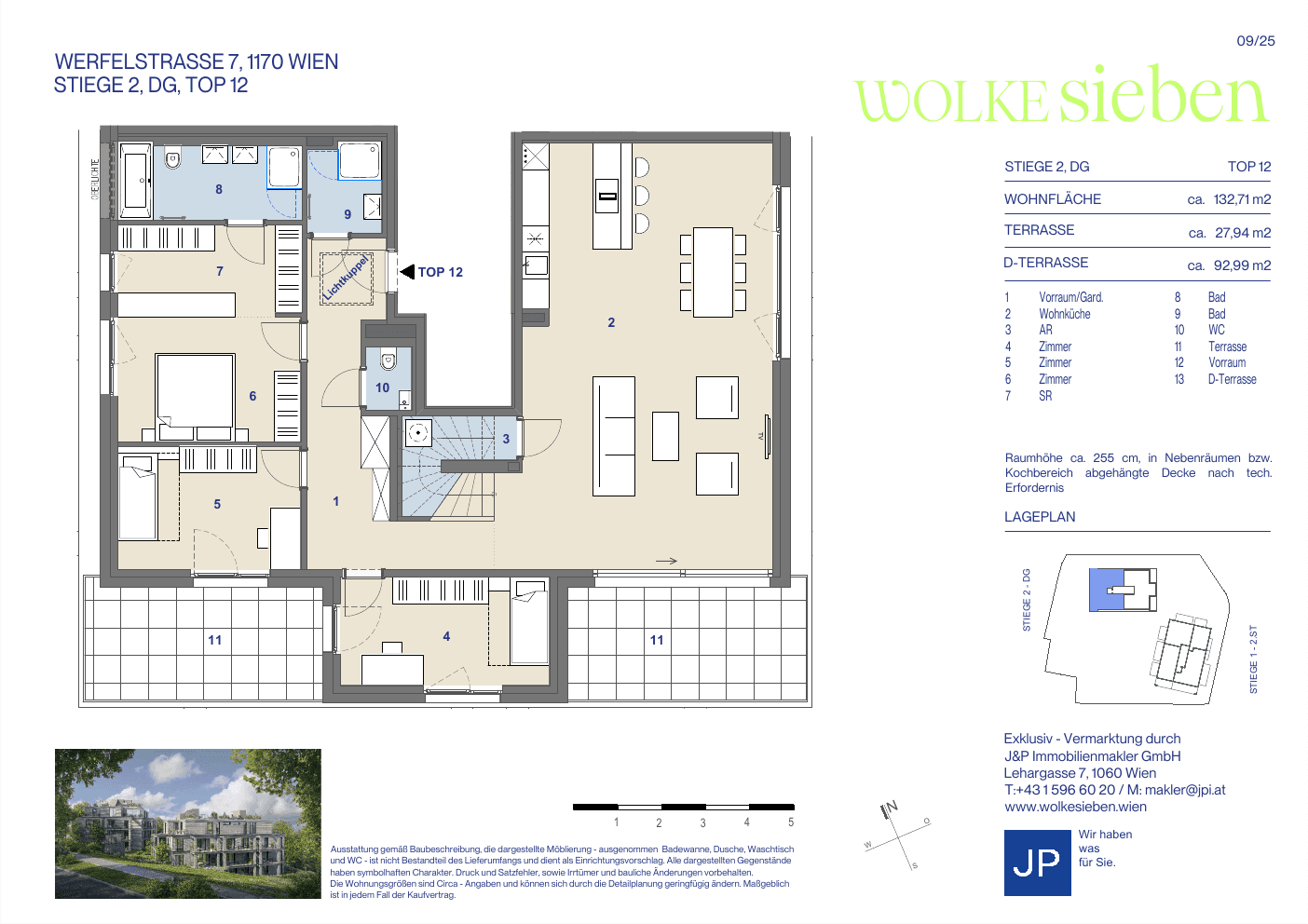 Grundriss Top 2.12 — WOLKE sieben — 4 Zimmer — 132,7 m² — Attic floor — Terrasse