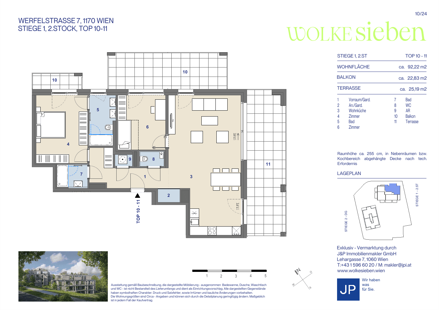 Grundriss Top 10+11 — WOLKE sieben — 3 Zimmer — 92,2 m² — 2nd floor — Balkon, Terrasse