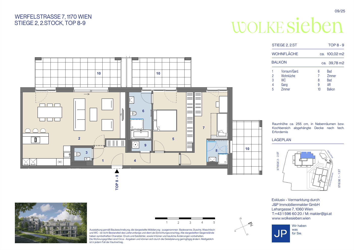 Grundriss Top 08+09 — WOLKE sieben — 3 Zimmer — 100 m² — 2nd floor — Balkon