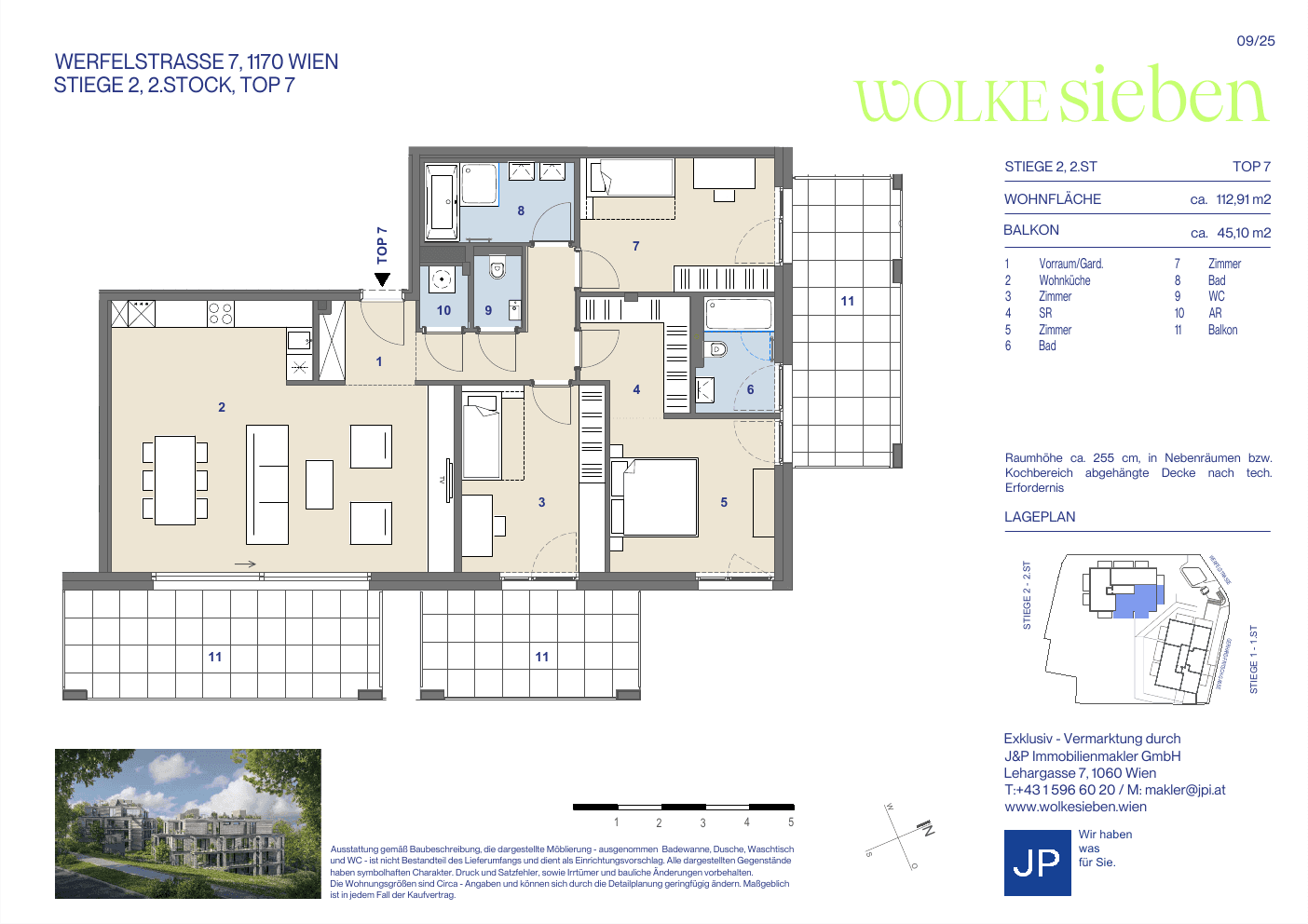 Grundriss Top 2.07 — WOLKE sieben — 4 Zimmer — 112,9 m² — 2nd floor — Balkon