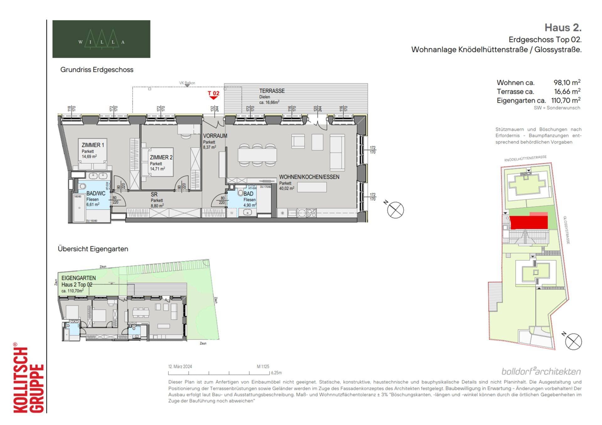 Grundriss Top 202 — Willa — 3 Zimmer — 98,1 m² — Ground floor — north, east