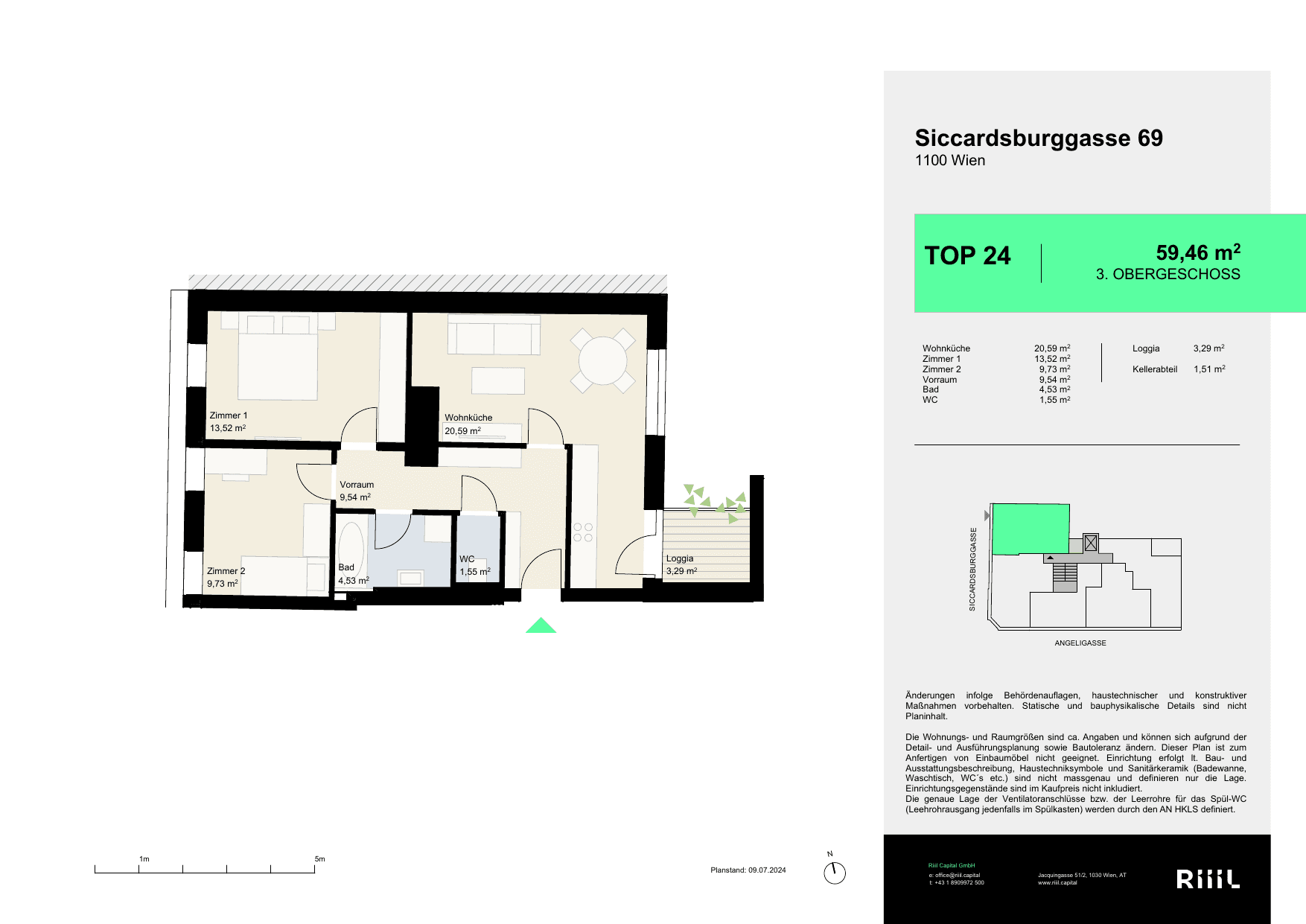 Grundriss Top 24 — Your Favorite — 3 Zimmer — 59 m² — 3rd floor