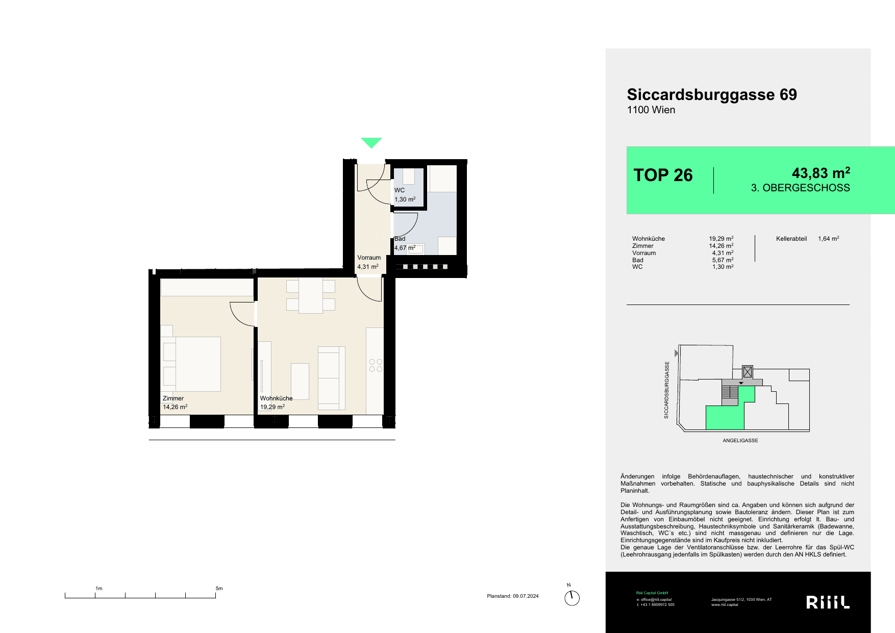 Grundriss Top 26 — Your Favorite — 2 Zimmer — 44 m² — 3rd floor