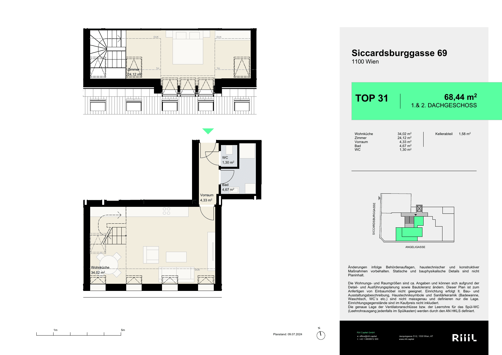 Grundriss Top 31 — Your Favorite — 2 Zimmer — 68 m² — 1st attic floor / 2nd attic floor