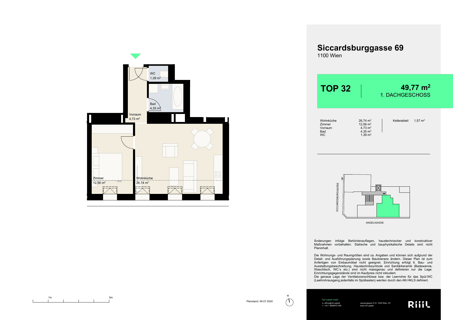 Grundriss Top 32 — Your Favorite — 2 Zimmer — 50 m² — 1st attic floor