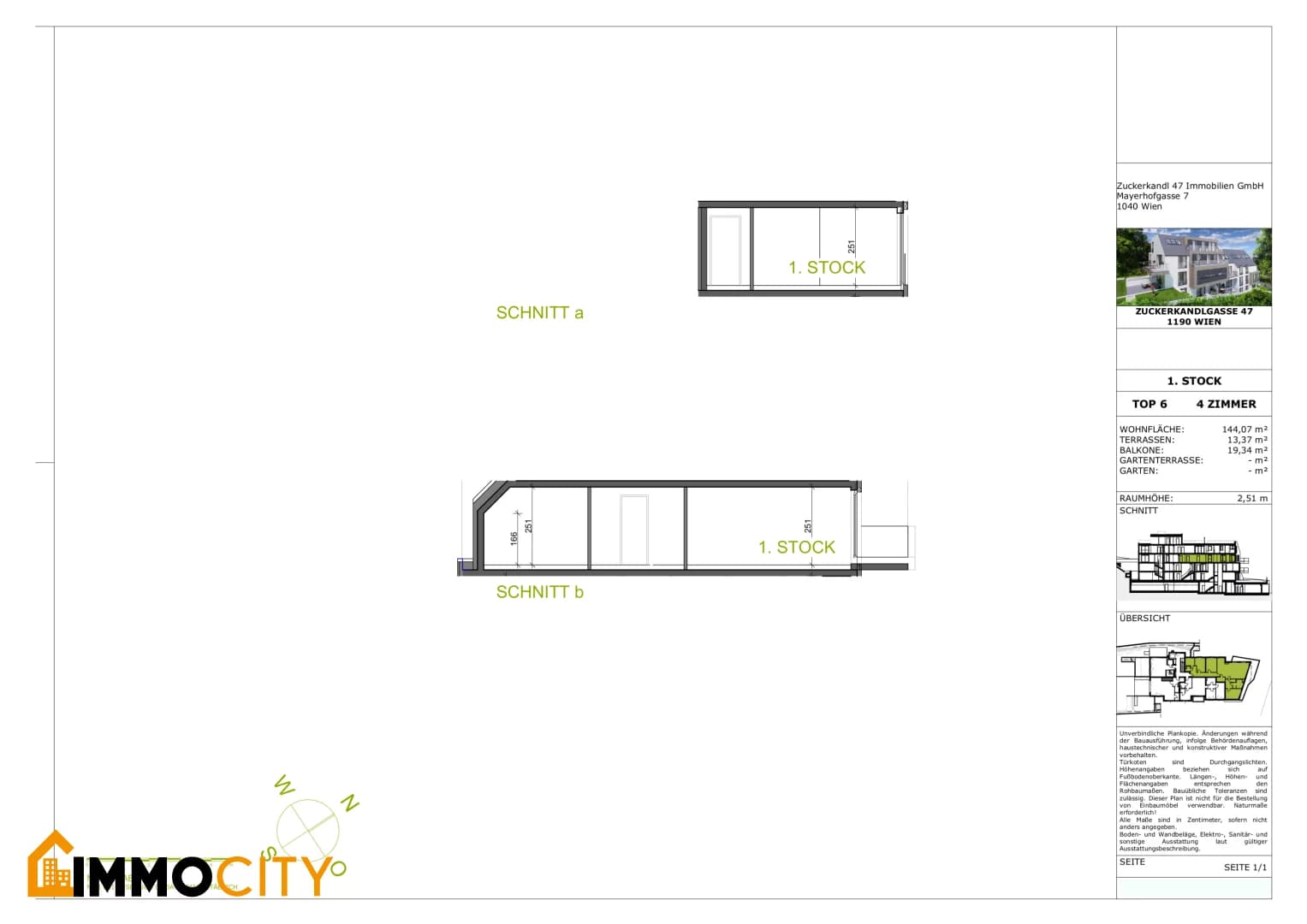 Grundriss Top 6 — Zuckerkandlgasse 47 — 4 Zimmer — 144,1 m² — 1st floor — Panoramablick — Grundriss 2/2