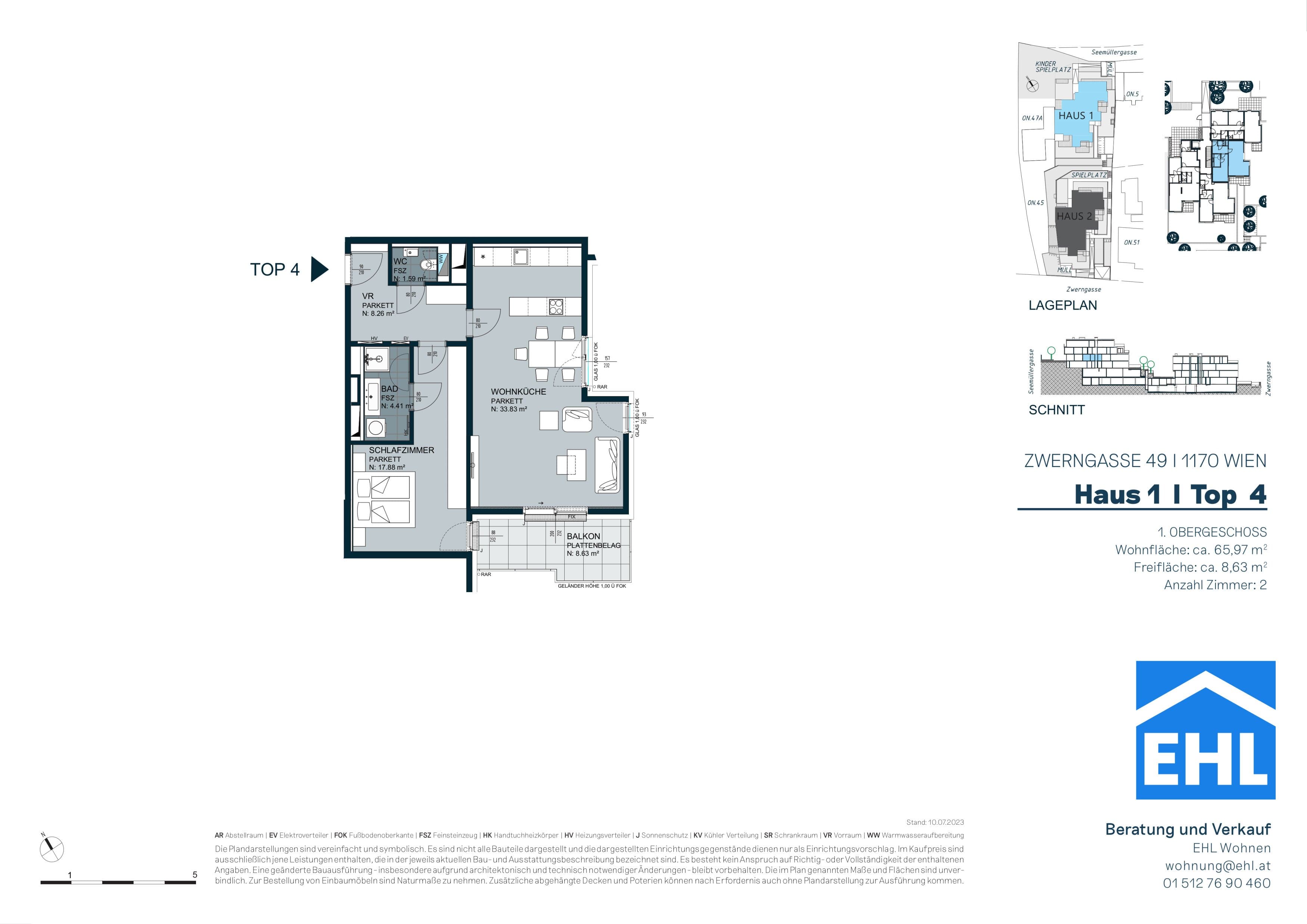 Grundriss 4 — Zwerngasse 49 — 2 Zimmer — 66,3 m² — 1st floor